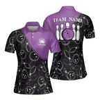 Custom Team Black And Pink Bowling Polo Shirt Womens, Custom Ladies Bowling Shirt BE0001
