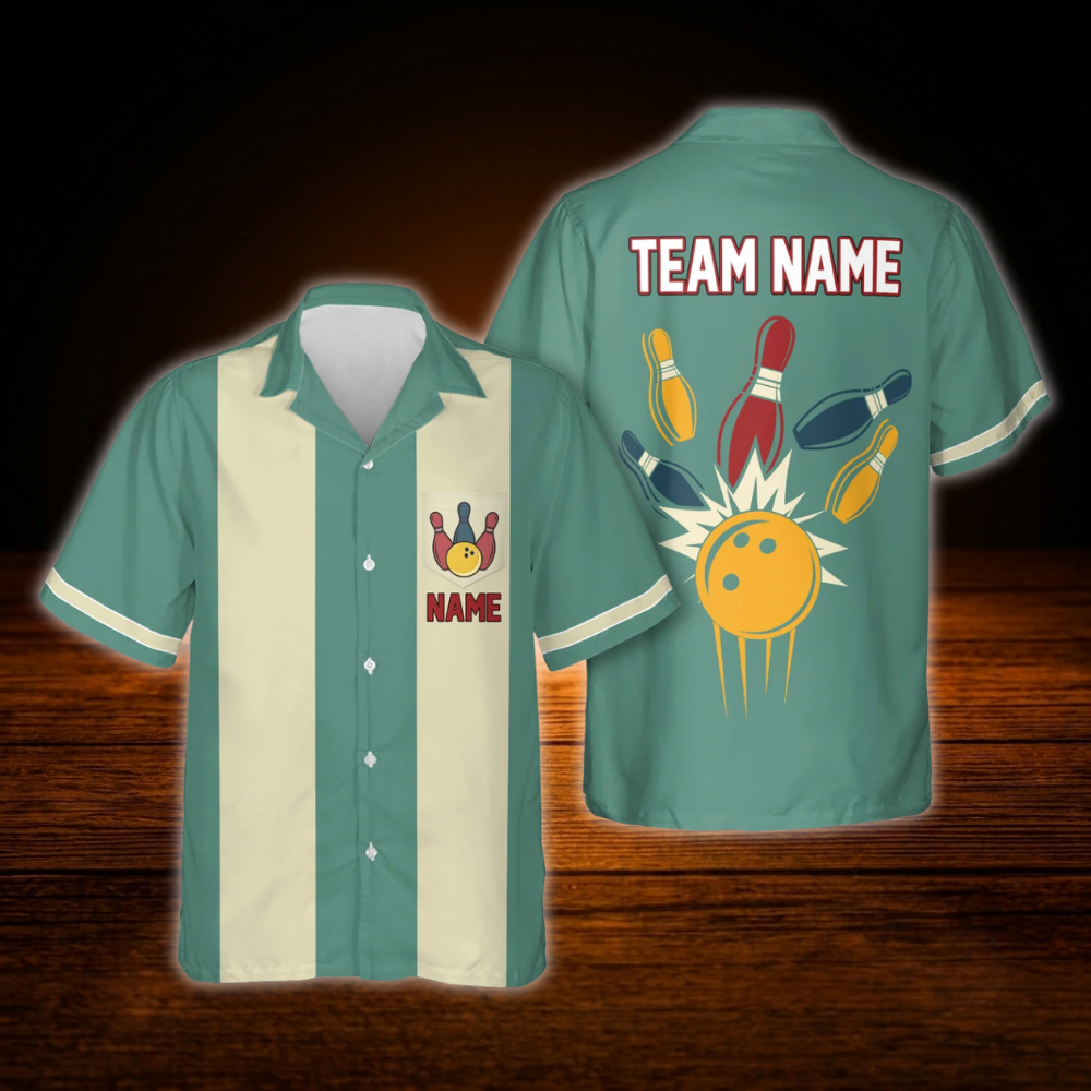 Custom Purple Retro Bowling Hawaiian Shirt Women Men, Custom Retro Bowling Shirt Team