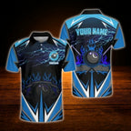 Custom Team Purple Lightning Billiard Polo Shirt, Custom Billiard Shirts