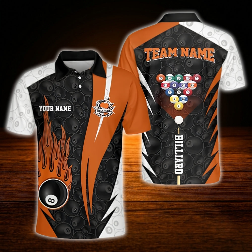 Custom Team Red Black White Billiard Polo Shirt, Custom Billiard Shirt For Men