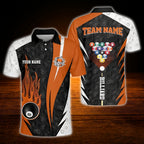 Custom Team Red Black White Billiard Polo Shirt, Custom Billiard Shirt For Men
