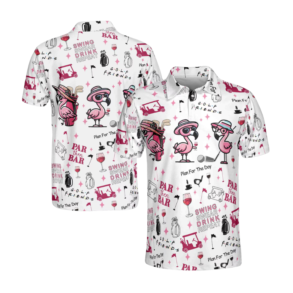 Men's Par Then Bar Flamingo Golf Polo Shirt, Funny Flamingo Golf Shirt GE0089