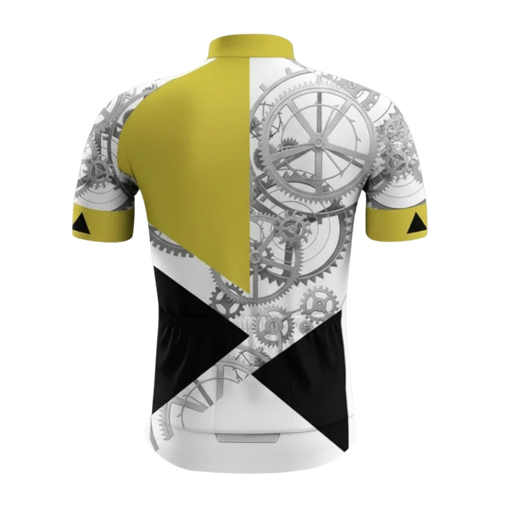 Custom White And Yellow Men's Short Sleeve Cycling Jersey, Custom Name Cycling Jerseys CZ0118