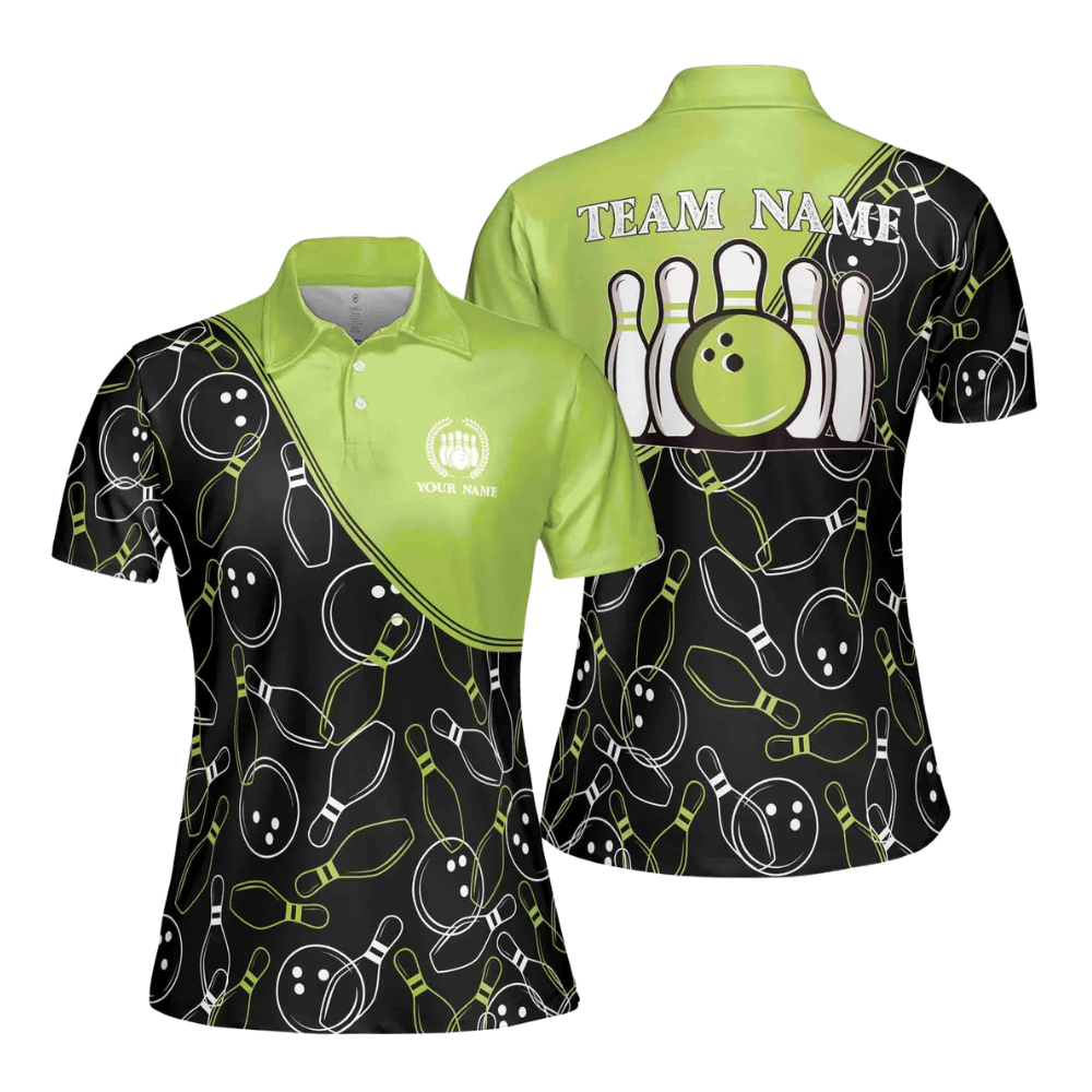 Custom Team Black And Pink Bowling Polo Shirt Womens, Custom Ladies Bowling Shirt BE0001