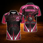 Custom Team Purple Lightning Billiard Polo Shirt, Custom Billiard Shirts