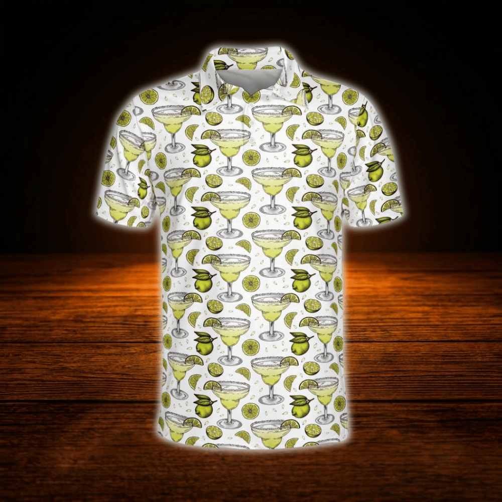 Lemon Cocktail Golf Polo Shirts For Men, Cocktail Golf Shirts