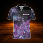 Custom Purple Flame Men's Bowling Jersey, Custom Flame Bowling Shirt For Team