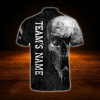 Custom Skull USA Flag Bowling Men Jersey, Custom Skeleton Team Bowling Shirt