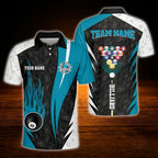 Custom Team Red Black White Billiard Polo Shirt, Custom Billiard Shirt For Men