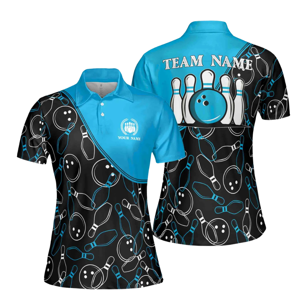 Custom Team Black And Pink Bowling Polo Shirt Womens, Custom Ladies Bowling Shirt BE0001