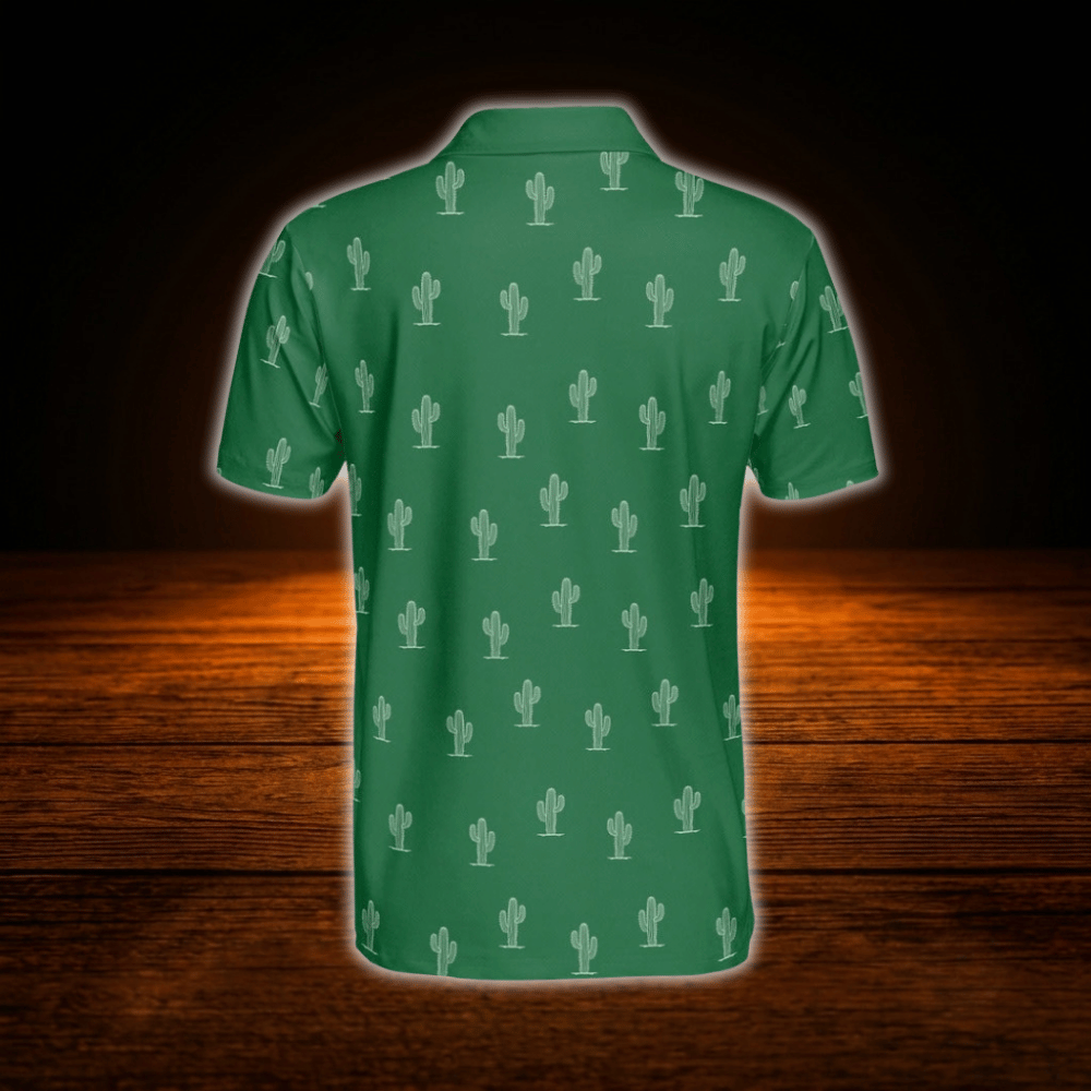 Green Cactus Golf Polo Shirts For Men, Cactus Golf Shirts