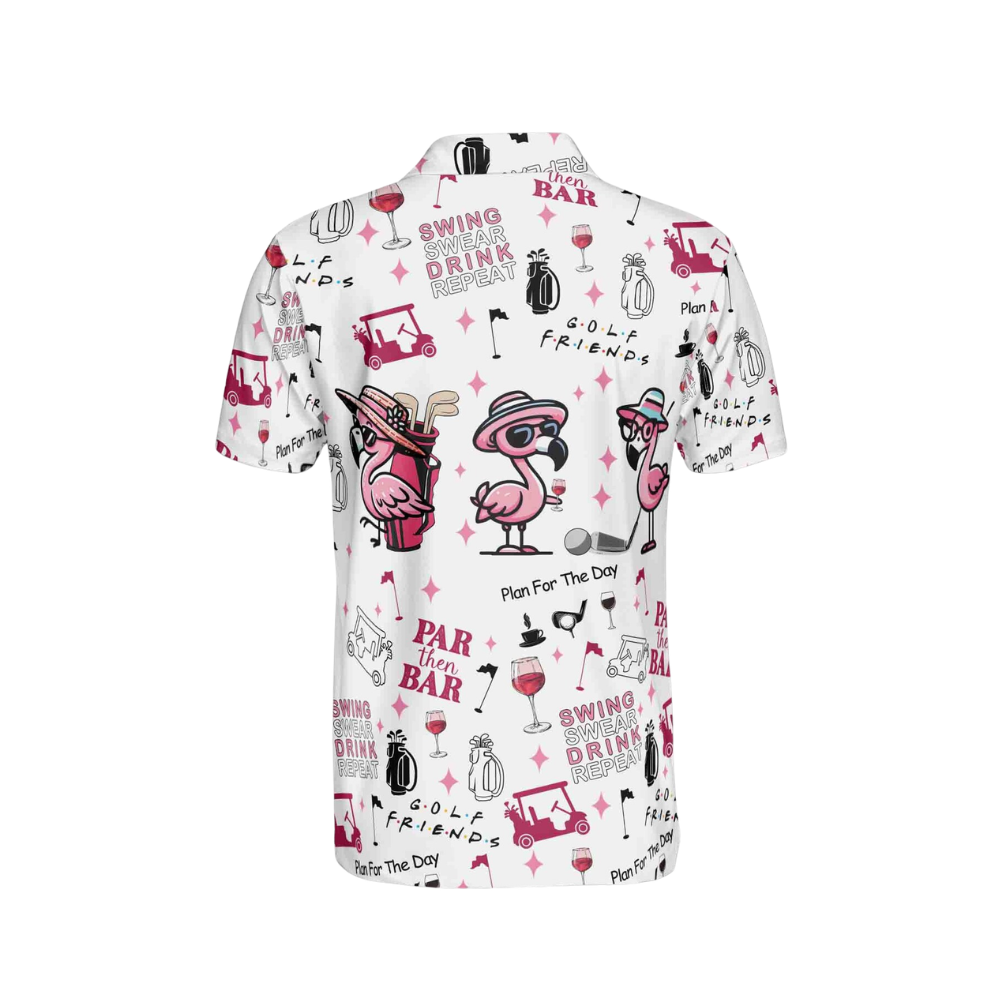Men's Par Then Bar Flamingo Golf Polo Shirt, Funny Flamingo Golf Shirt GE0089