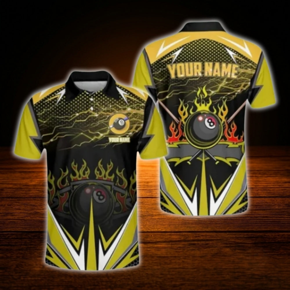 Custom Team Purple Lightning Billiard Polo Shirt, Custom Billiard Shirts