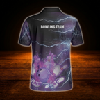 Custom Purple Flame Men's Bowling Jersey, Custom Flame Bowling Shirt For Team