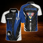 Custom Team Red Black White Billiard Polo Shirt, Custom Billiard Shirt For Men