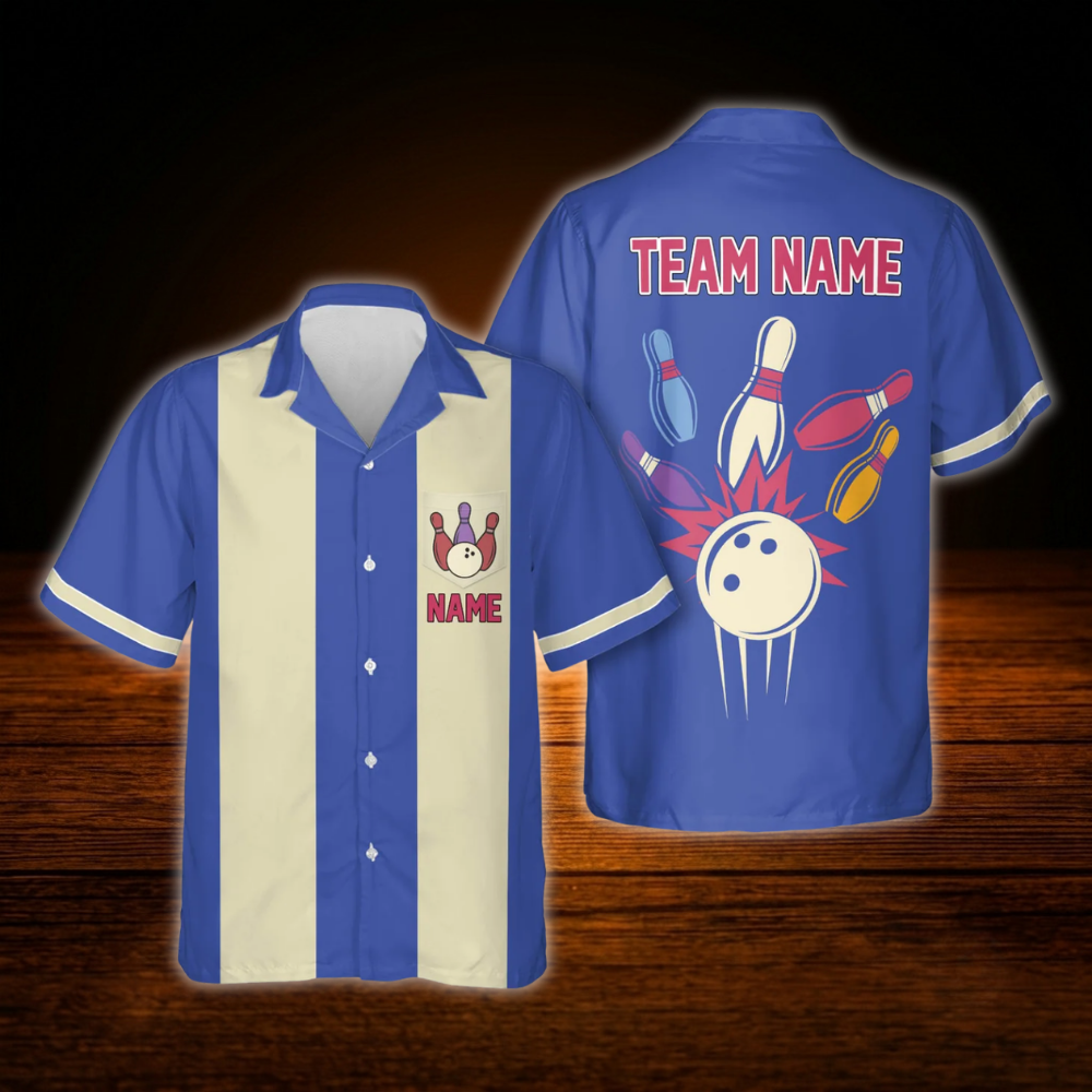 Custom Purple Retro Bowling Hawaiian Shirt Women Men, Custom Retro Bowling Shirt Team
