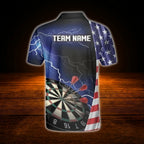 Custom American Flag Thunder Dart Polo Shirt For Men, Custom Patriotic Dart Team Shirt