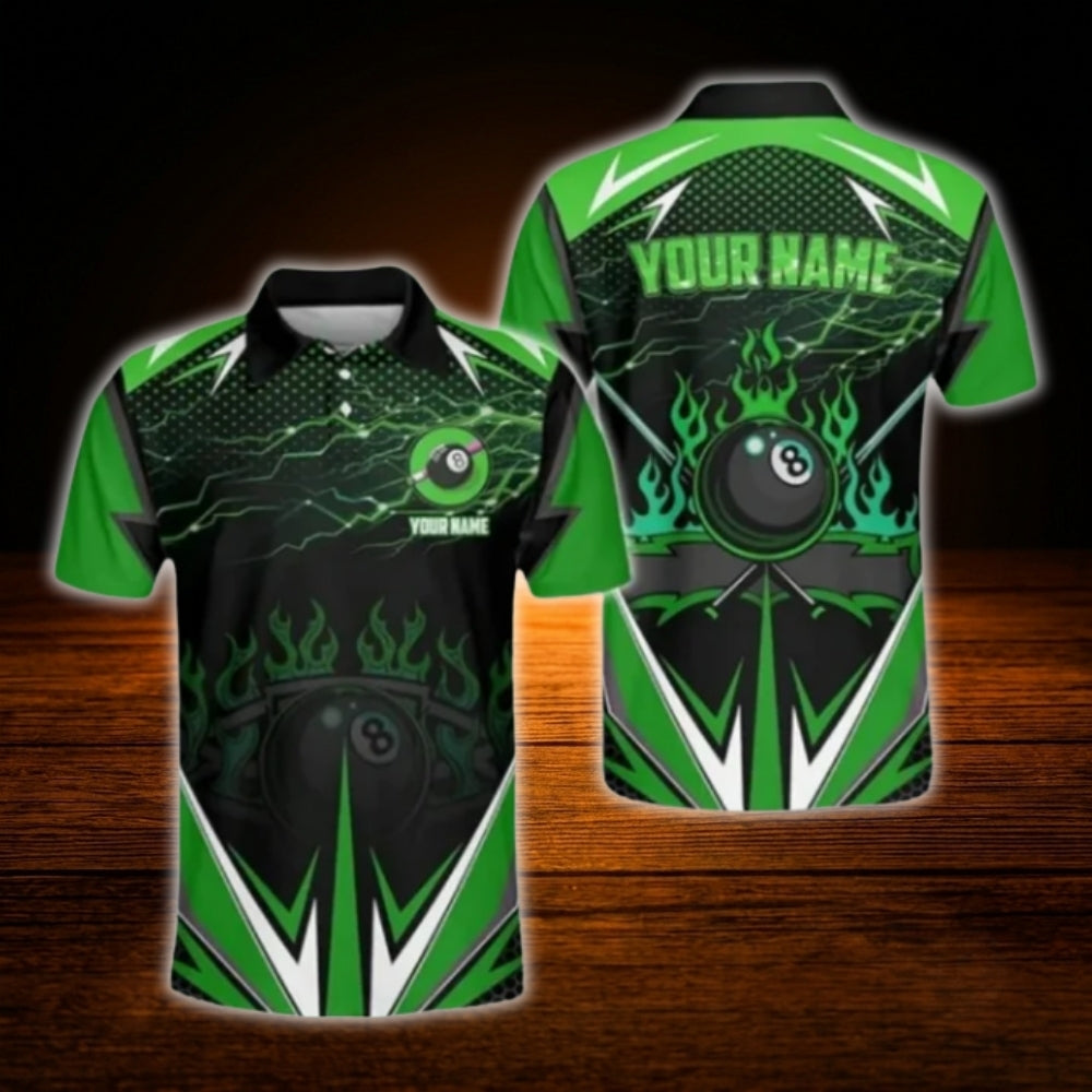 Custom Team Purple Lightning Billiard Polo Shirt, Custom Billiard Shirts