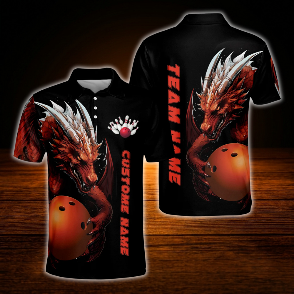 Custom Dragon Ball Bowling Polo Shirt For Men, Custom Dragon Team Bowling Shirt
