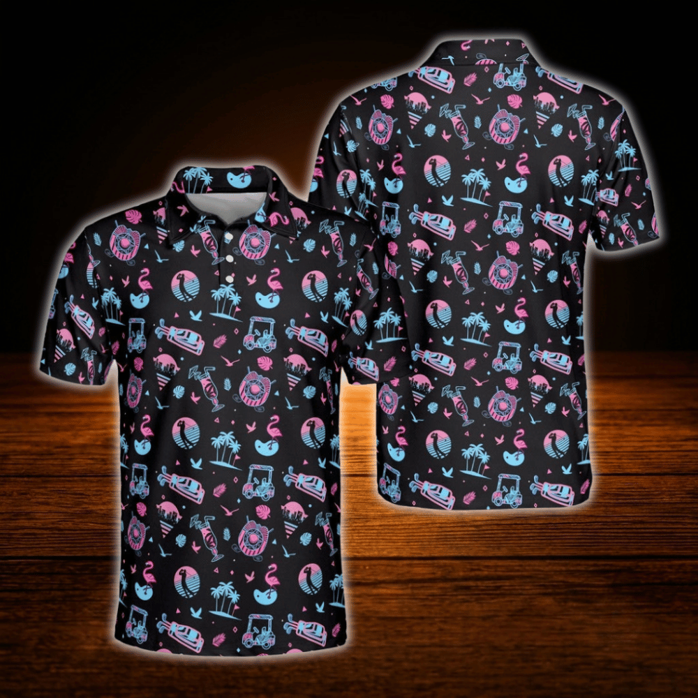 Neon Tropical Golf Polo Men's, Tropical Golf Shirts