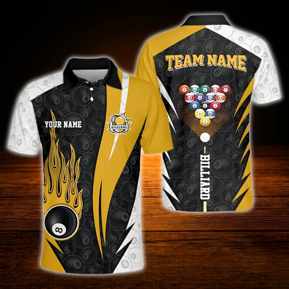 Custom Team Red Black White Billiard Polo Shirt, Custom Billiard Shirt For Men