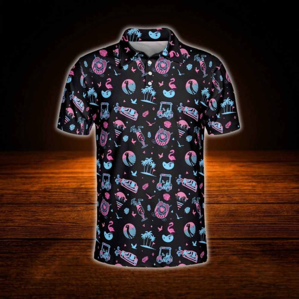 Neon Tropical Golf Polo Men's, Tropical Golf Shirts
