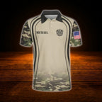 Custom Camo Brown Darts Polo Shirt Men, Custom Camo Dart Team Shirt