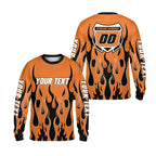 Custom Red Flame Dirt Bike Long Sleeve Jersey Shirt For Men, Custom Flame Dirt Bike Shirts ME0010