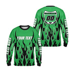 Custom Red Flame Dirt Bike Long Sleeve Jersey Shirt For Men, Custom Flame Dirt Bike Shirts ME0010