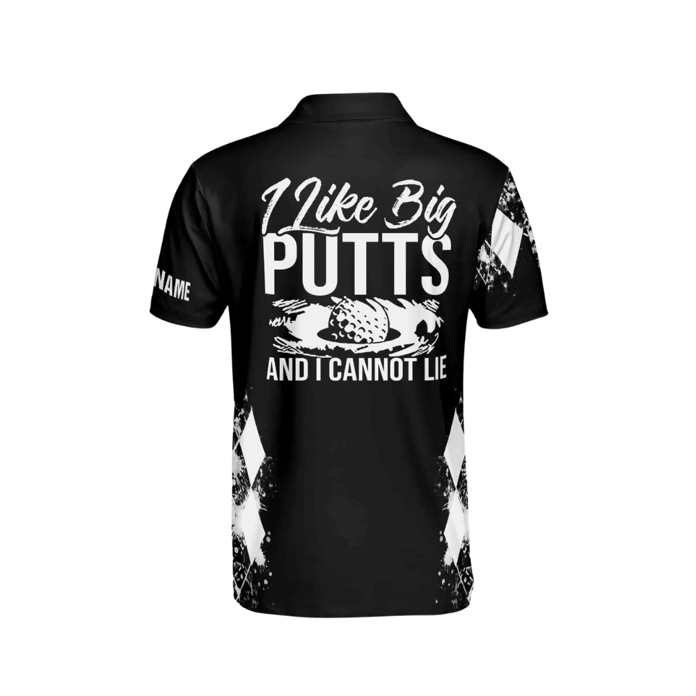 Custom I Like Big Putts And I Cannot Lie Black Golf Polo Shirts For Men, Custom Funny Golf Shirts GE0069