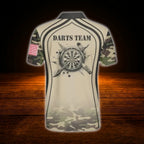 Custom Camo Brown Darts Polo Shirt Men, Custom Camo Dart Team Shirt