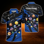 Custom Team Billiard Men Polo Shirt Red And Black, Custom Billiard Shirt