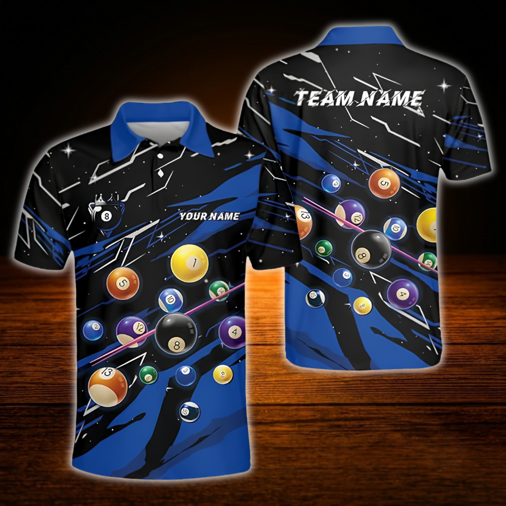 Custom Team Billiard Men Polo Shirt Red And Black, Custom Billiard Shirt