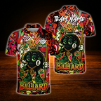 Custom Funny 8 Ball Smoking Men's Billiard Polo Shirt Green Graffiti, Custom 8 Ball Team Billiard Shirt