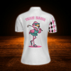 Custom  Flamingo Argyle Golf Polo Shirt For Women, Custom Flamingo Golf Team Shirt For Ladies