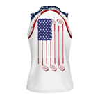 Custom American Flag Sleeveless Golf Shirt Womens, Custom Ladies Patriotic Golf Shirts GZ0012