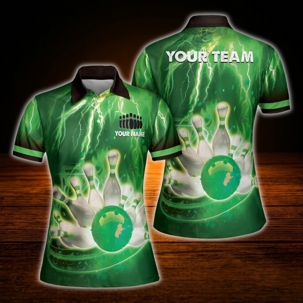 Custom Team Pink Thunder Bowling Polo Shirts For Women, Custom Bowling Team Shirts For Women
