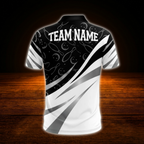 Custom Team White Black Bowling Polo Shirts Mens, Custom Team Bowling Shirt