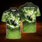 Custom Wolf Blue Mens Polo Bowling Shirts, Custom Wolf Bowling Shirts Team
