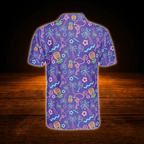 Neon Purple Flamingo Tropical Golf Polo Shirts For Men, Flamingo Golf Shirts