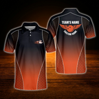 Custom Team Black Blue Bowling Polo Shirts For Men, Custom Team Bowling Shirts
