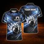 Custom Thunder Red Black Bowling Polo Shirts Mens, Custom Thunder Bowling Team Shirts