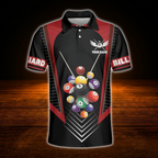 Custom Team Black And Red Billiard Polo Shirt For Men, Custom Billiard Shirts