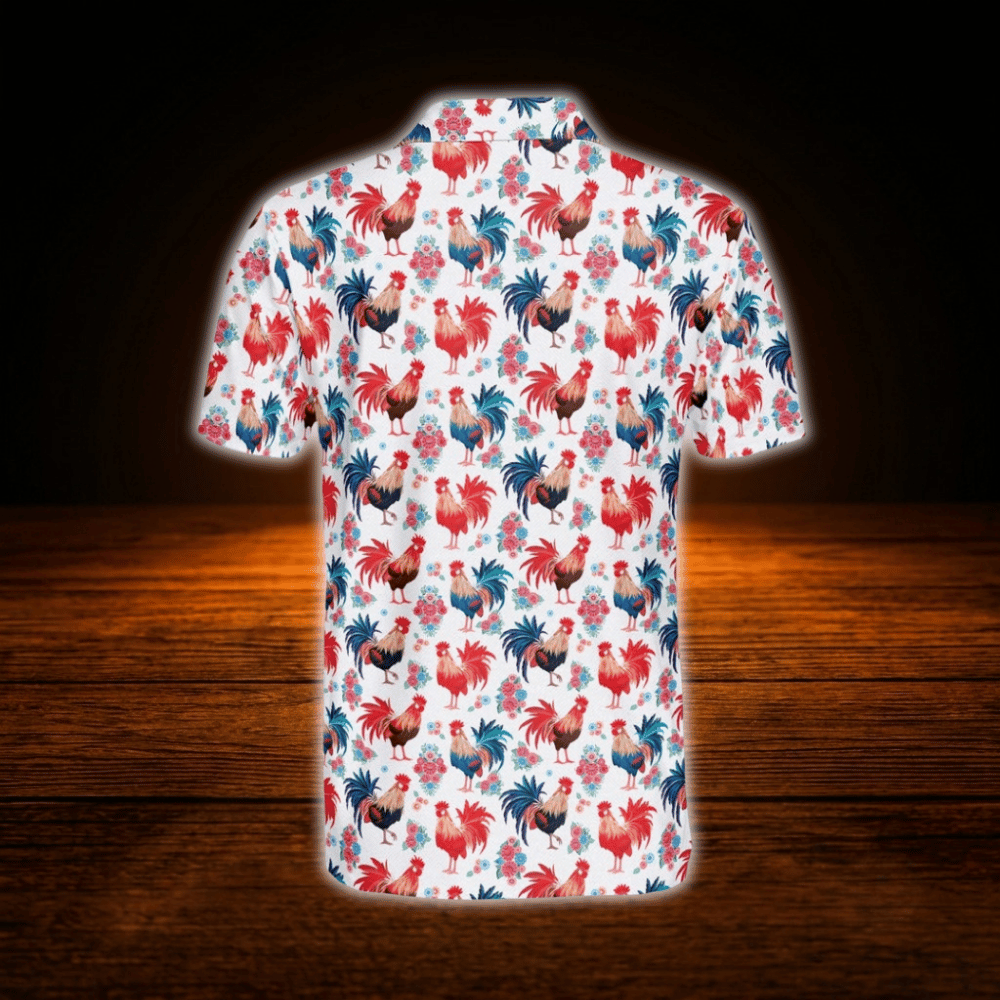 Rooster Golf Polo Shirts For Men, Chicken Rooster Golf Shirts