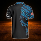 Custom Skull Blue Camo Billiard Polo Shirt For Men, Custom Skull Billiard Shirt