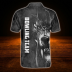 Custom Black Wolf Polo Bowling Shirts For Men, Custom Wolf Bowling Team Shirts
