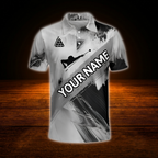 Custom Team Grey Billiard Polo Shirt For Men, Custom Billiard Shirt