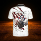 Custom American Flag White Grunge Bowling Polo Shirts For Men, Custom Patriotic Bowling Team Shirts