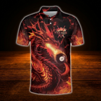 Custom Flaming Dragon Billiard Polo Shirt Men, Custom Dragon Billiard Shirt Team