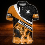 Custom Flaming Red Billiard Polo Shirt For Men, Custom Flame Billiard Shirt Team